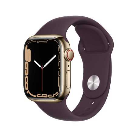 Apple Watch 7 GPS Cellular 41mm Gold Steel Case Dark Cherry Sport B RegularMKHY3TY/A