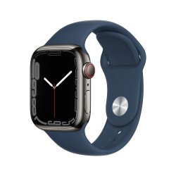 Apple Watch 7 GPS Cellular 41mm Graphite Steel Case Ass Blue Sport B RegularMKJ13TY/A